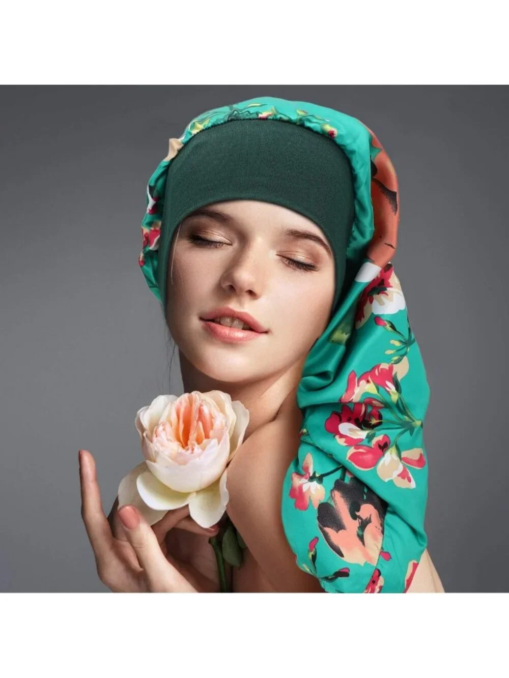 6 Pcs Long Satin Hair Bonnet Set for Sleeping, Stylish Print, Hair Protection